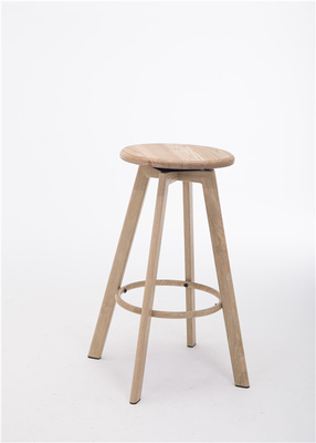 Modern Wood - Like Metal High Bar Stackable Visitor Chair Round Small Seat