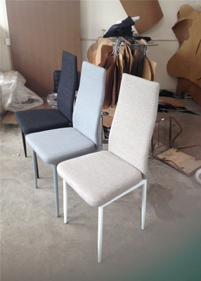 White Color Fabric Covered Dining Chairs With Four Iron Legs W43 * D58 * H46cm