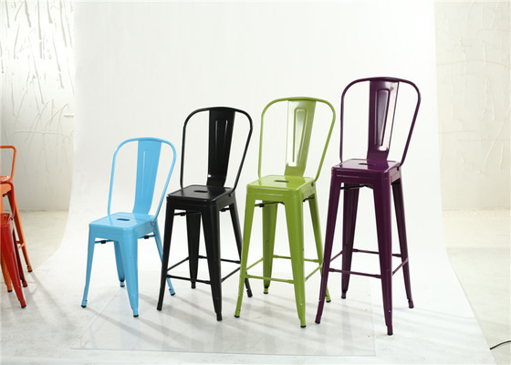 Colorful High Back Metal Tolix Chairs Overstock Metal Stools For Restaurant / Bar / Cafe