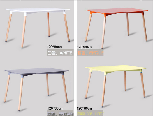 High Gloss MDF Rectangular Bar Table With Four Simple Wood Leg