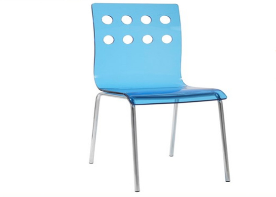 Adjustable Height Blue Acrylic Bar Stools With Back Modern Design