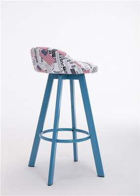 Antique Wood Leg Stackable Visitor Chair PU And Fabric Bar Stool 13kgs