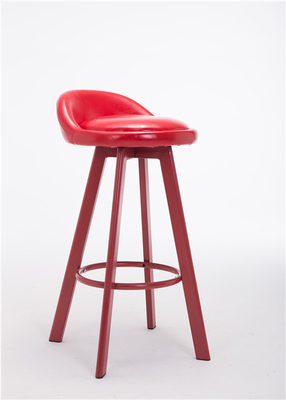 Antique Wood Leg Stackable Visitor Chair PU And Fabric Bar Stool 13kgs