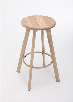 Modern Wood - Like Metal High Bar Stackable Visitor Chair Round Small Seat