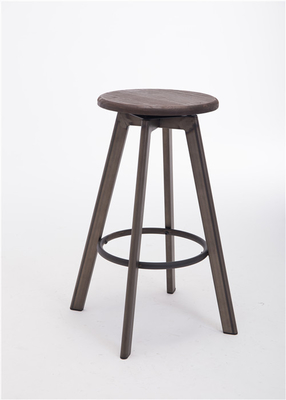 Modern Wood - Like Metal High Bar Stackable Visitor Chair Round Small Seat