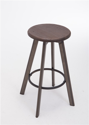 Modern Wood - Like Metal High Bar Stackable Visitor Chair Round Small Seat