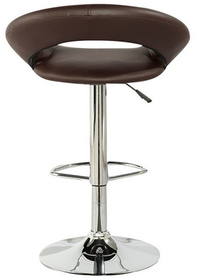 High density foam , 360 degree swivel  PU Bar Height Stools H-312 moon shape 385mm chrome base , footrest