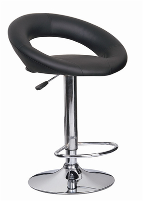 High density foam , 360 degree swivel  PU Bar Height Stools H-312 moon shape 385mm chrome base , footrest